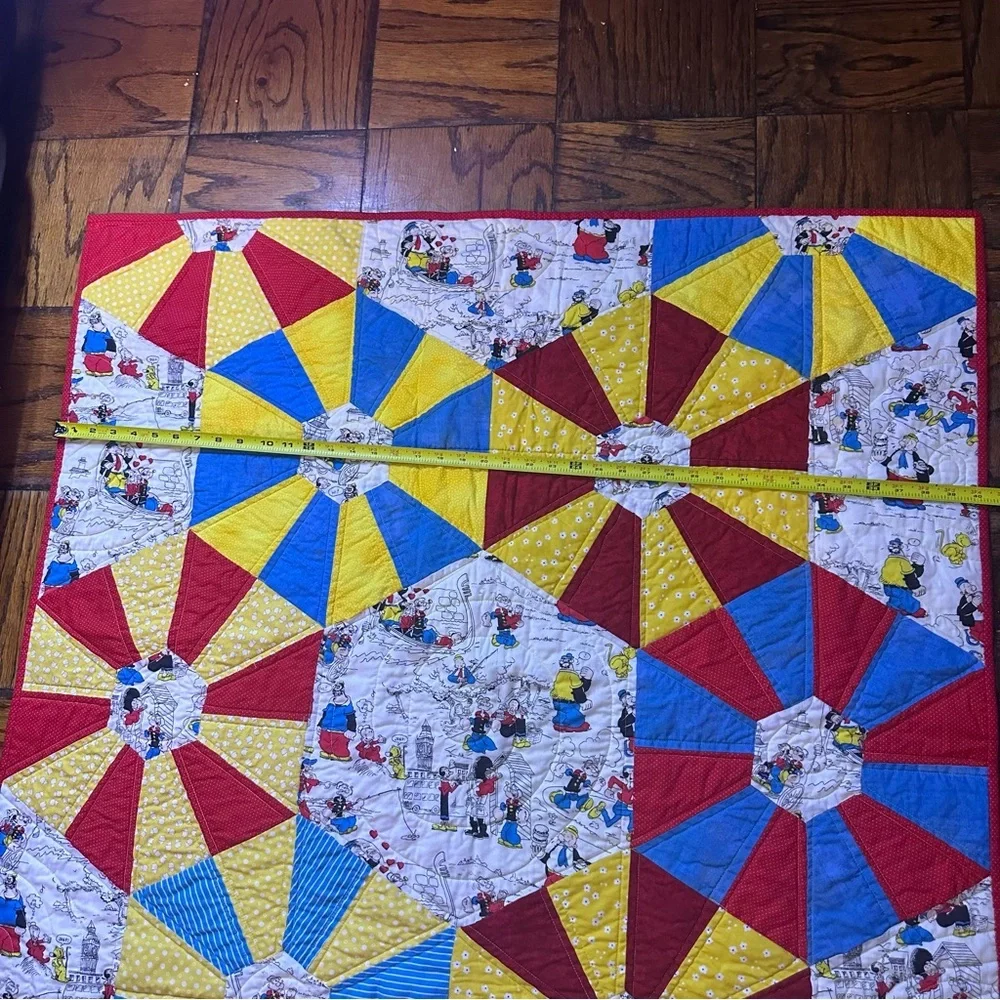 Popeye Colorful Geometric Pattern Quilt size 40” x 46”